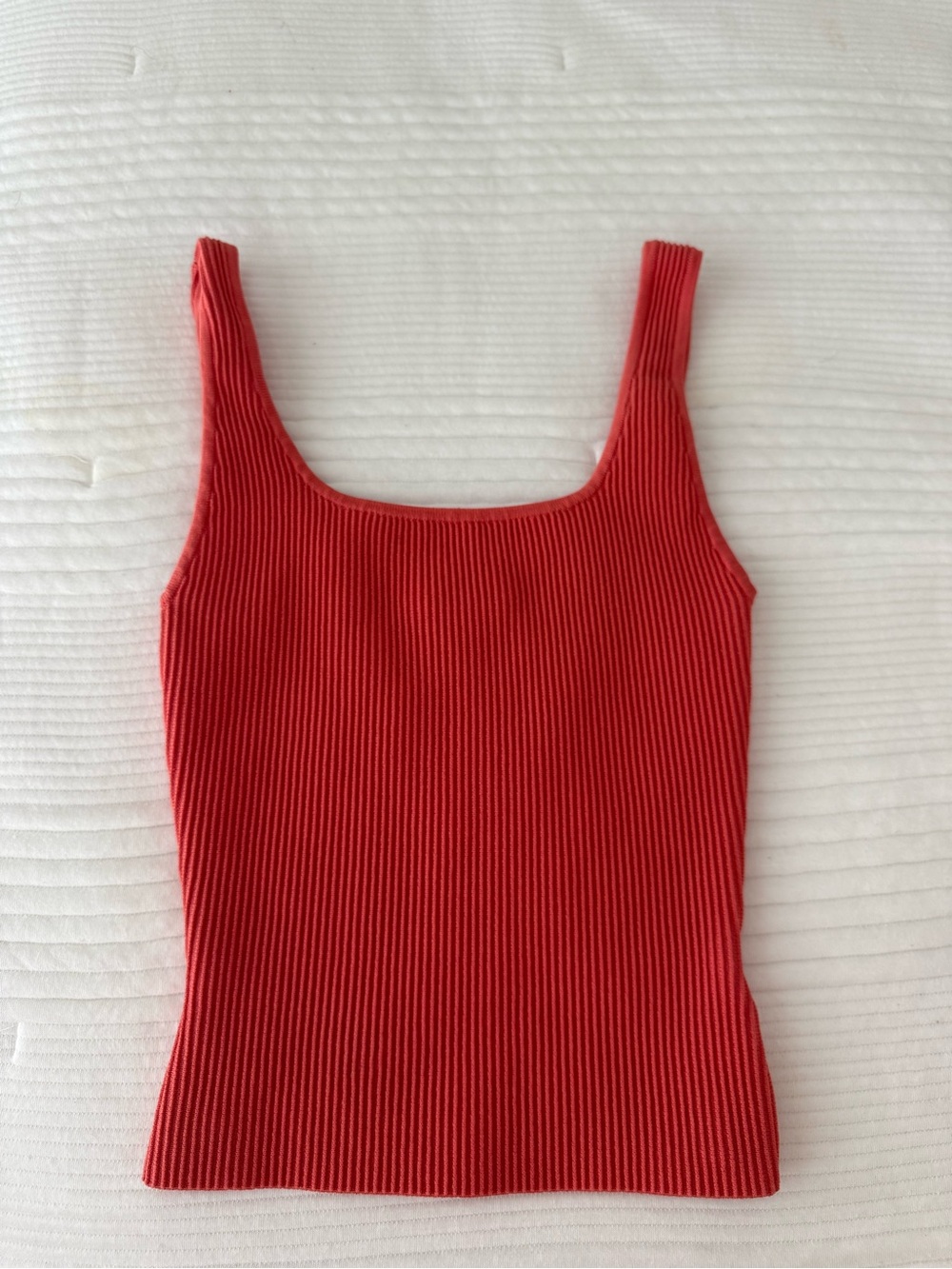 Aritzia Hip Length Sculpt Ribbed Square-Neck Tank Top - Coral